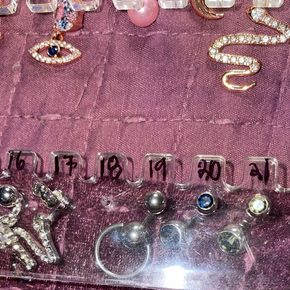 Rose Gold belly Naval Rings dropping dangle 2 piece sexy bling body piercing new - Picture 14 of 16